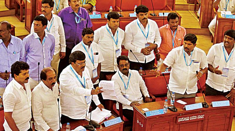 BBMP corporators during the elections for standing committee chairpersons (Photo: DC) BBMP corporators during the elections for standing committee chairpersons (Photo: DC)