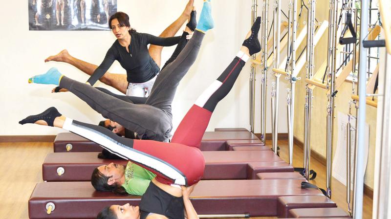 Kavita Prakash training in her fitness centre. Kavita Prakash training in her fitness centre.