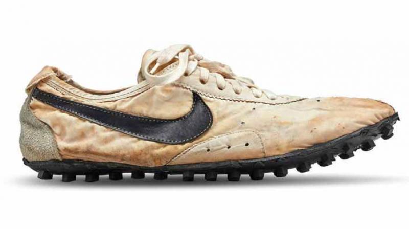 Nike co-founder Bill Bowerman designed the flat racing 'Moon Shoe' which was made for runners at the 1972 Olympic trials. (Photo: Twitter) Nike co-founder Bill Bowerman designed the flat racing 'Moon Shoe' which was made for runners at the 1972 Olympic trials. (Photo: Twitter)