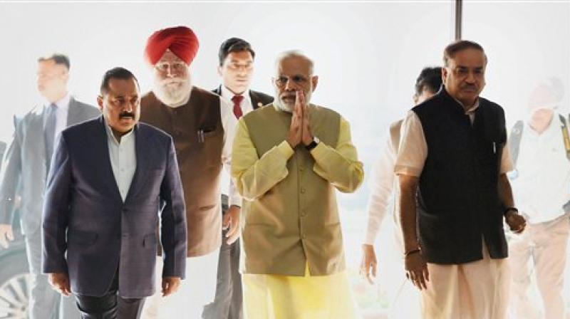Prime Minister Narendra Modi, Union Parliamentary Affairs Ministry Ananth Kumar and MOS's S S Ahluwalia and Jitendra Singh at BJP parliamentary party meeting in New Delhi. (Photo: PTI) Prime Minister Narendra Modi, Union Parliamentary Affairs Ministry Ananth Kumar and MOS's S S Ahluwalia and Jitendra Singh at BJP parliamentary party meeting in New Delhi. (Photo: PTI)