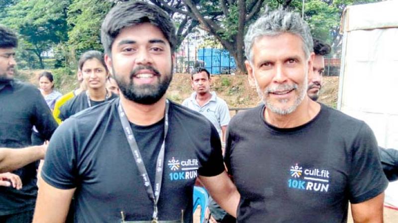 Sankalp Mohan Sharma with Milind Soman Sankalp Mohan Sharma with Milind Soman