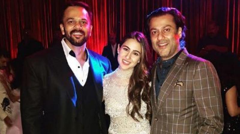 Sara Ali Khan with her Simmba director Rohit Shetty and Kedarnath director Abhishek Kapoor. Sara Ali Khan with her Simmba director Rohit Shetty and Kedarnath director Abhishek Kapoor.