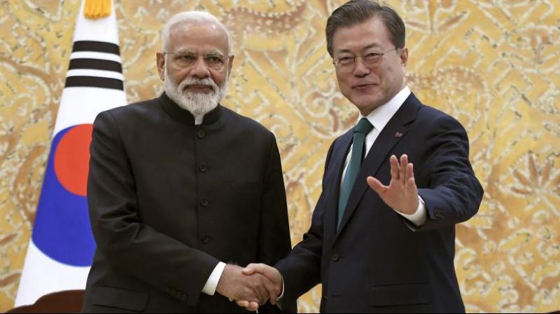 During their meeting, the two leaders expressed mutual desire to synergise India's Act East Policy with South Korea's New Southern Policy. (Photo: File | AP) During their meeting, the two leaders expressed mutual desire to synergise India's Act East Policy with South Korea's New Southern Policy. (Photo: File | AP)