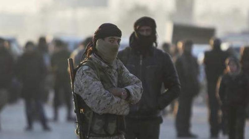 Armed Syrian fighters. Armed Syrian fighters.