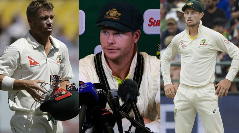 Former captain Steve Smith, vice-captain David Warner and batsman Cameron Bancroft headed home in disgrace from South Africa in the wake of ball-tampering row. (Photo: AFP / AP) Former captain Steve Smith, vice-captain David Warner and batsman Cameron Bancroft headed home in disgrace from South Africa in the wake of ball-tampering row. (Photo: AFP / AP)