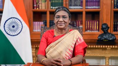 President Droupadi Murmu addresses the nation on the eve of the 74th Republic Day, in New Delhi, Wednesday, Jan. 25, 2023. (PTI)