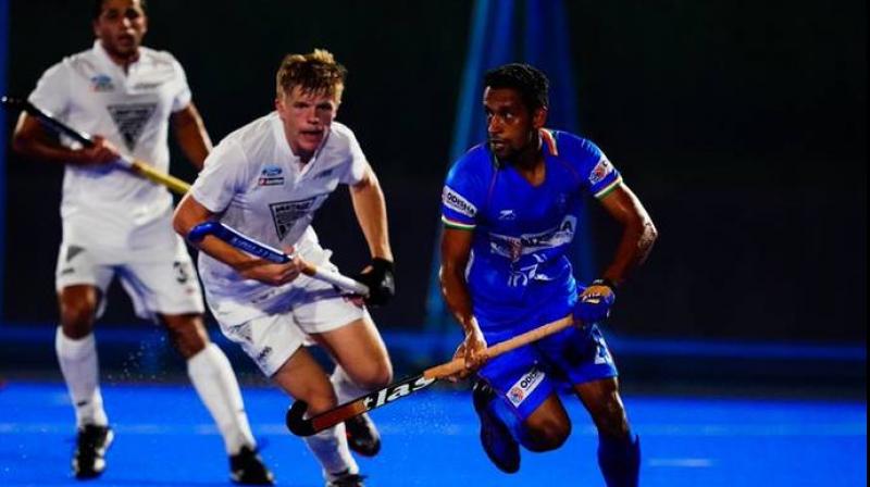 Skipper Harmanpreet Singh put India ahead in the second minute by converting a Penalty Corner, but New Zealand struck back in the last quarter through two well-crafted field goals. (Photo: Twitter/Hockey India) Skipper Harmanpreet Singh put India ahead in the second minute by converting a Penalty Corner, but New Zealand struck back in the last quarter through two well-crafted field goals. (Photo: Twitter/Hockey India)