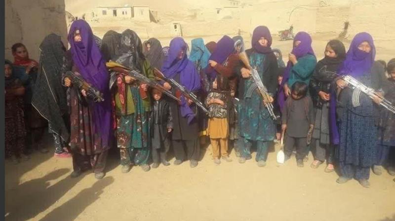 Women holding guns in Jawzjan province in northern Afghanistan. (Photo: Twitter) Women holding guns in Jawzjan province in northern Afghanistan. (Photo: Twitter)
