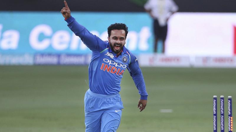 India’s right-arm offbreak bowler Kedar Jadhav had a match to remember against Pakistan in their Asia Cup 2018 encounter, having finished with a spell of 3-23. (Photo: AP) India’s right-arm offbreak bowler Kedar Jadhav had a match to remember against Pakistan in their Asia Cup 2018 encounter, having finished with a spell of 3-23. (Photo: AP)