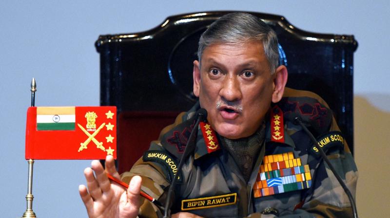 Army Chief Gen Bipin Rawat gestures during the Army's annual press conference in New Delhi. (Photo: PTI) Army Chief Gen Bipin Rawat gestures during the Army's annual press conference in New Delhi. (Photo: PTI)