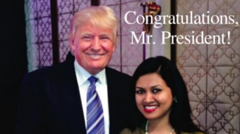 Devita Saraf, who is the CEO of VU Televisions, has released a full page ad congratulating Trump in the Times of India. Devita Saraf, who is the CEO of VU Televisions, has released a full page ad congratulating Trump in the Times of India.