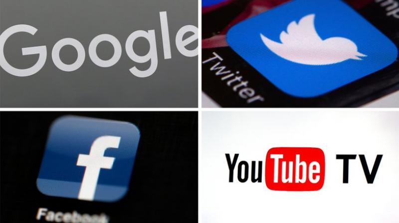 This photo combo of images shows, clockwise, from upper left: a Google sign, the Twitter app, YouTube TV logo and the Facebook app. YouTube, Google and Twitter also have giant platforms awash in more videos, posts and pages than any set of human eyes could ever check. Their methods of serving ads against this sea of content may come under the microscope next. (Photo: AP) This photo combo of images shows, clockwise, from upper left: a Google sign, the Twitter app, YouTube TV logo and the Facebook app. YouTube, Google and Twitter also have giant platforms awash in more videos, posts and pages than any set of human eyes could ever check. Their methods of serving ads against this sea of content may come under the microscope next. (Photo: AP)