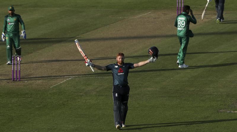 He smashed 128 from 93 balls after sharing a 159-run first wicket stand with Jason Roy, launching the hosts to their second-highest successful ODI run chase. (Photo: AP) He smashed 128 from 93 balls after sharing a 159-run first wicket stand with Jason Roy, launching the hosts to their second-highest successful ODI run chase. (Photo: AP)