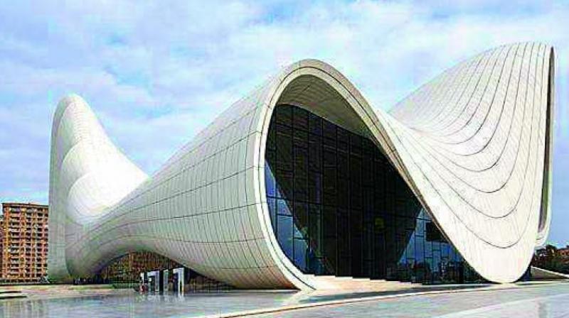The most famous wave architecture of Heydar Aliyev Center in the city of Baku. The most famous wave architecture of Heydar Aliyev Center in the city of Baku.