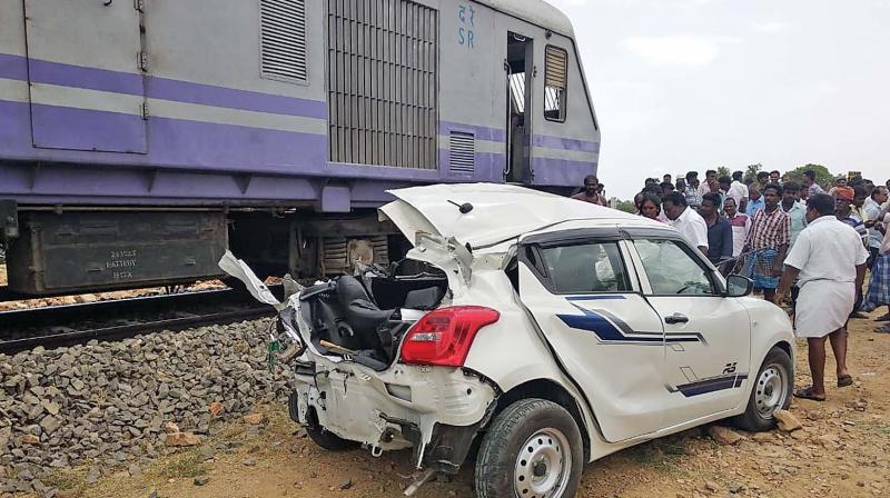 The car was badly damaged under the impact. (Image DC) The car was badly damaged under the impact. (Image DC)