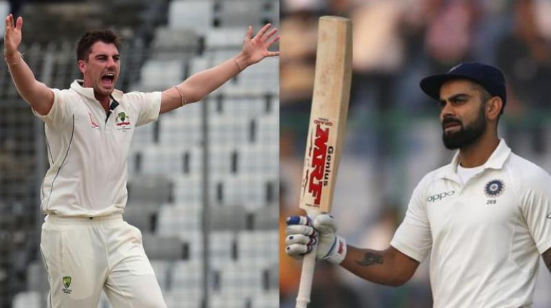 Refusing to buy Virat Kohli's self-appraisal that he is no longer the one looking for confrontations, pacer Pat Cummins said Sunday that the Australians will hold their ground in the face of any verbal barrage from the India captain. (Photo: AP / AFP) Refusing to buy Virat Kohli's self-appraisal that he is no longer the one looking for confrontations, pacer Pat Cummins said Sunday that the Australians will hold their ground in the face of any verbal barrage from the India captain. (Photo: AP / AFP)