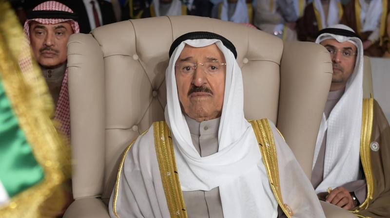 Kuwaits ruling emir, Sheikh Sabah Al Ahmad Al Sabah (center). (AP)