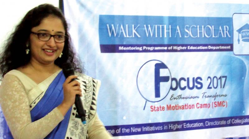 Divya S. Iyer, sub-collector, Thiruvananthapuram, interacts with the participants of Focus camp at Thiruvananthapuram. (Photo: DC) Divya S. Iyer, sub-collector, Thiruvananthapuram, interacts with the participants of Focus camp at Thiruvananthapuram. (Photo: DC)