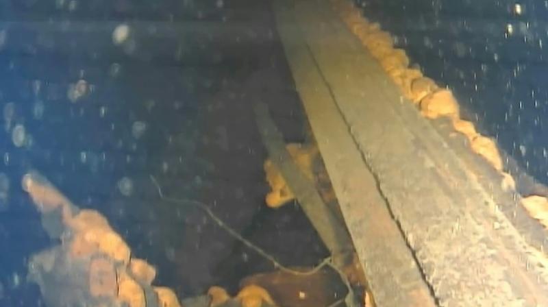 This handout video grab taken with an underwater robot and provided by Japan's International Research Institute for Nuclear Decommissioning on July 21 shows a part of the pedestal wall inside reactor No. 3 at Fukushima nuclear power plant. (Photo: AFP) This handout video grab taken with an underwater robot and provided by Japan's International Research Institute for Nuclear Decommissioning on July 21 shows a part of the pedestal wall inside reactor No. 3 at Fukushima nuclear power plant. (Photo: AFP)