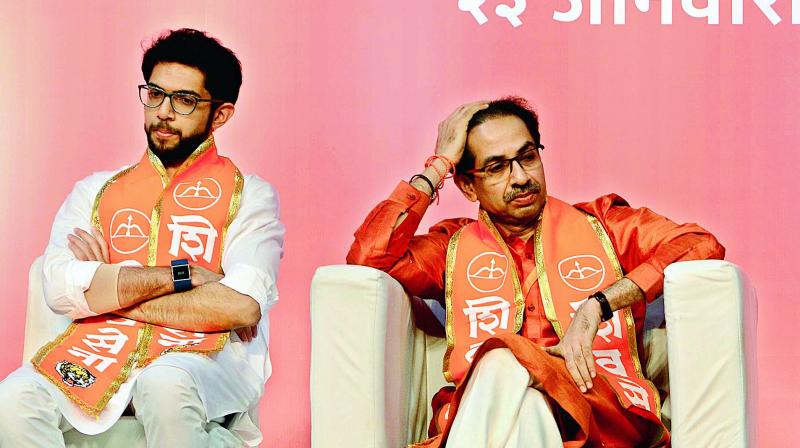Aaditya Thackeray and Shiv Sena president Uddhav Thackeray in Mumbai on Tuesday. (Photo: Rajesh Jadhav) Aaditya Thackeray and Shiv Sena president Uddhav Thackeray in Mumbai on Tuesday. (Photo: Rajesh Jadhav)