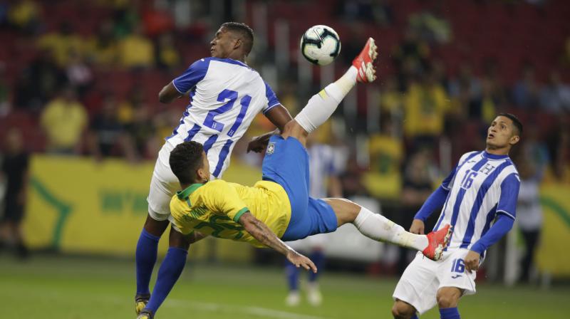 Roberto Firmino made it six of the best for the Samba stars. (Photo: AP) Roberto Firmino made it six of the best for the Samba stars. (Photo: AP)