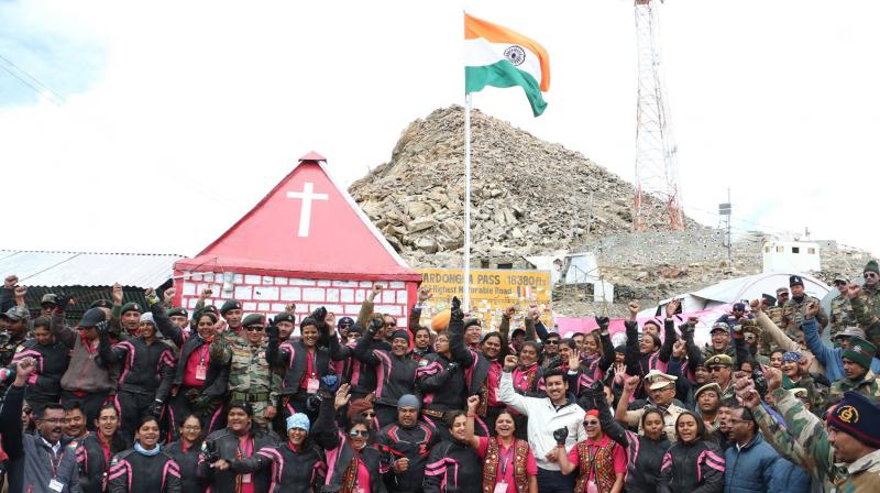 The group of 56 women riders achieved the feat after embarking on a journey of 10,000 kms covering 10 Asian countries and 12 Indian states. (Photo: Facebook/ Biking Queens) The group of 56 women riders achieved the feat after embarking on a journey of 10,000 kms covering 10 Asian countries and 12 Indian states. (Photo: Facebook/ Biking Queens)