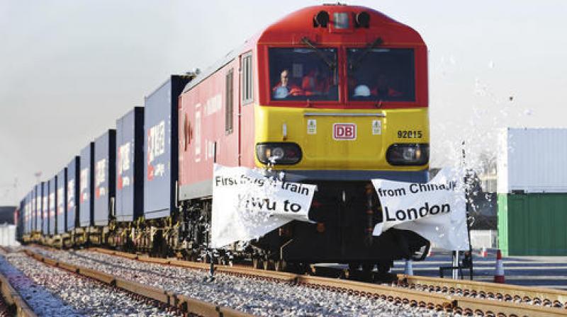 The first direct freight train service from China to the United Kingdom arrives at a rail freight terminal in Barking, east London. (Photo: AP) The first direct freight train service from China to the United Kingdom arrives at a rail freight terminal in Barking, east London. (Photo: AP)