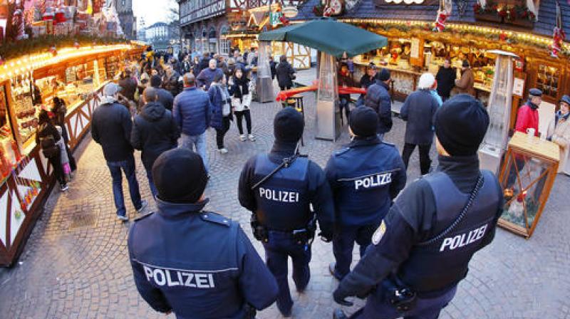 German police officers patrol over the Christmas market in Frankfurt, Germany. (Photo: AP) German police officers patrol over the Christmas market in Frankfurt, Germany. (Photo: AP)
