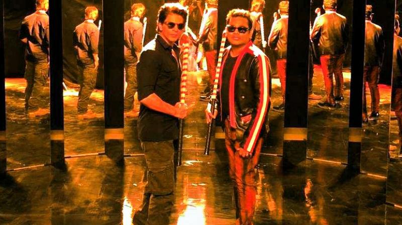 A picture SRK shared of him and ARR on social media A picture SRK shared of him and ARR on social media