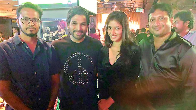 Rahul Sankrityan, Allu Arjun, Priyanka Jawalkar and Srinivas Kumar Naidu. Rahul Sankrityan, Allu Arjun, Priyanka Jawalkar and Srinivas Kumar Naidu.
