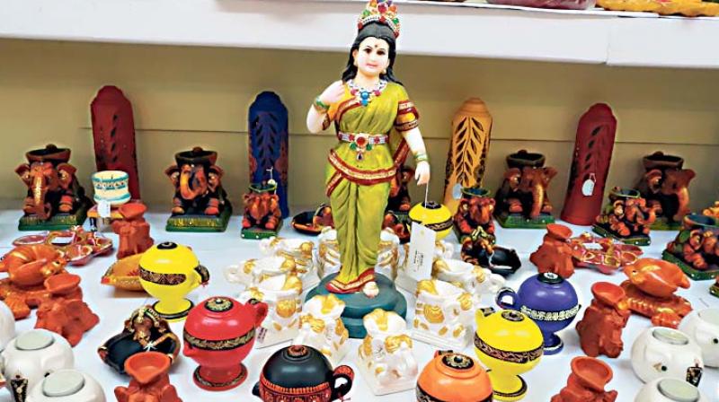 Artistically designed lamps at Ramsons Kala Prathishtana in Mysuru on Monday (Image DC) Artistically designed lamps at Ramsons Kala Prathishtana in Mysuru on Monday (Image DC)