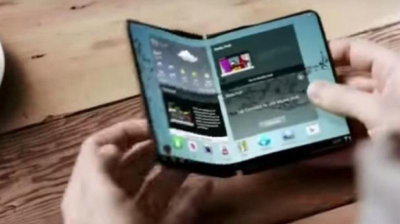 A prototype of a foldable smartphone by Samsung (Photo: Screengrab) A prototype of a foldable smartphone by Samsung (Photo: Screengrab)