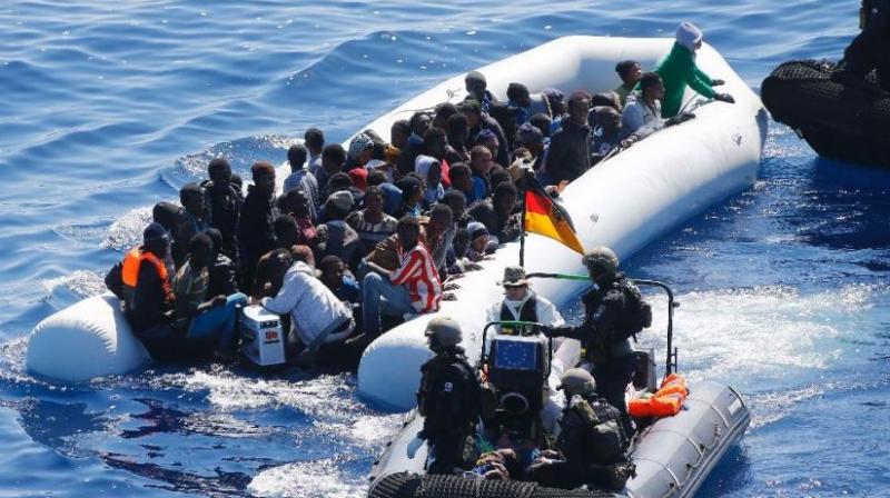 Some 3,000 were picked up Saturday by the navy, coastguard, EU border agency Frontex and several NGOs, the coastguard said in a statement. (Photo: AP) Some 3,000 were picked up Saturday by the navy, coastguard, EU border agency Frontex and several NGOs, the coastguard said in a statement. (Photo: AP)