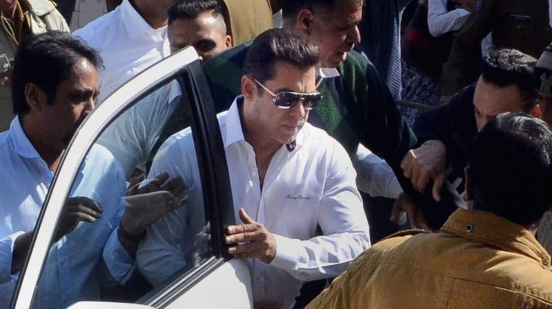 Salman Khan snapped outside Jodhpur court on Tuesday. (Photo: AP) Salman Khan snapped outside Jodhpur court on Tuesday. (Photo: AP)