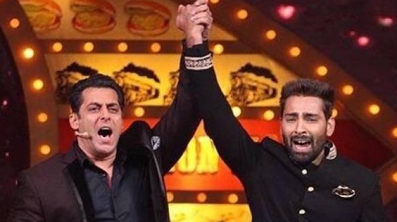 Manveer Gurjar snapped with Salman Khan. Manveer Gurjar snapped with Salman Khan.