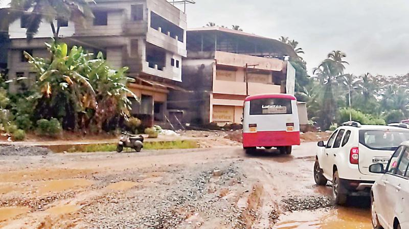 The highway authorities, who are responsible for the road repair, are usually seen dumping some stones into the potholes to fill them, but they get washed away within a day or two. The highway authorities, who are responsible for the road repair, are usually seen dumping some stones into the potholes to fill them, but they get washed away within a day or two.