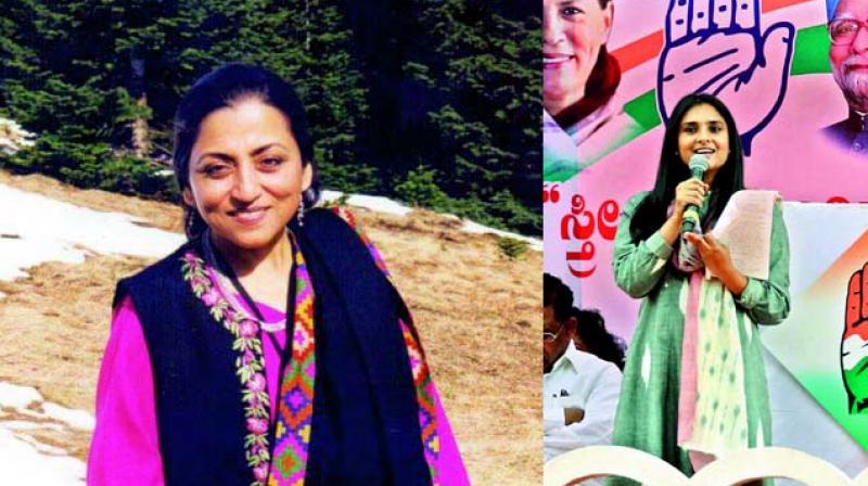 Madhu Kishwar (L) and Divya Spandana Madhu Kishwar (L) and Divya Spandana