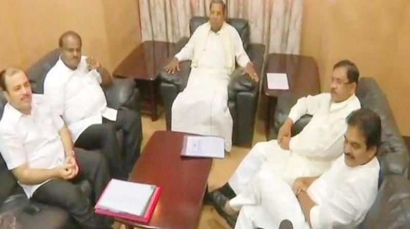 A file photo of former CM Siddaramaiah with CM H.D. Kumaraswamy, JD(S) general secretary Danish Ali, Dy CM G. Parameshwar and KPCC general secretary K.C. Venugopal at a meeting of coalition partners A file photo of former CM Siddaramaiah with CM H.D. Kumaraswamy, JD(S) general secretary Danish Ali, Dy CM G. Parameshwar and KPCC general secretary K.C. Venugopal at a meeting of coalition partners
