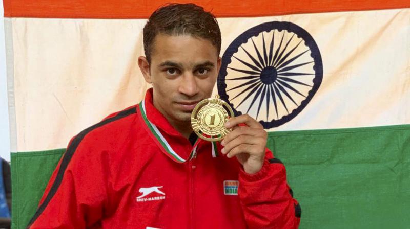 Panghal won a second successive 49kg category gold medal at the prestigious Strandja Memorial Tournament in Bulgaria last month and trained in his new weight division in Germany earlier this month. (Photo: PTI) Panghal won a second successive 49kg category gold medal at the prestigious Strandja Memorial Tournament in Bulgaria last month and trained in his new weight division in Germany earlier this month. (Photo: PTI)