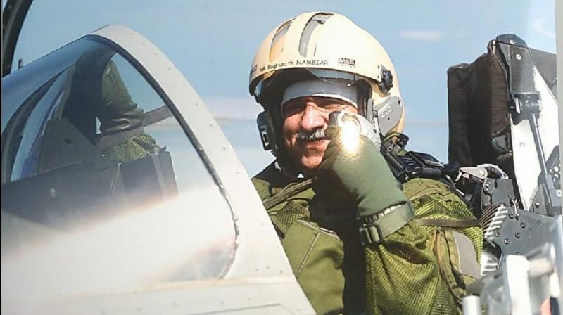 Deputy Chief of Air Staff Air Marshal Raghunath Nambiar test-flew the first Rafale fighter jet manufactured for India by Dassault Aviation in France. (Photo: Twitter | ANI) Deputy Chief of Air Staff Air Marshal Raghunath Nambiar test-flew the first Rafale fighter jet manufactured for India by Dassault Aviation in France. (Photo: Twitter | ANI)