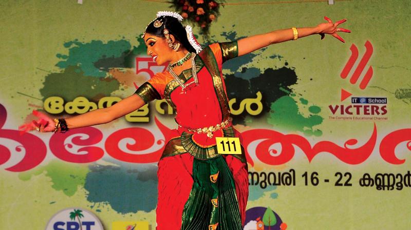 Nakshathra Prakash of St. Mary’s GHSS, Alappuzha, who bagged A grade in Bharatanatyam (HS) in the 57th State School Kalolsavam in Kannur on Thursday. Nakshathra Prakash of St. Mary’s GHSS, Alappuzha, who bagged A grade in Bharatanatyam (HS) in the 57th State School Kalolsavam in Kannur on Thursday.