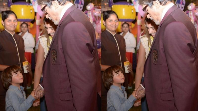 Amitabh Bachchan and Shweta Bachchan Nanda with AbRam Khan. Amitabh Bachchan and Shweta Bachchan Nanda with AbRam Khan.