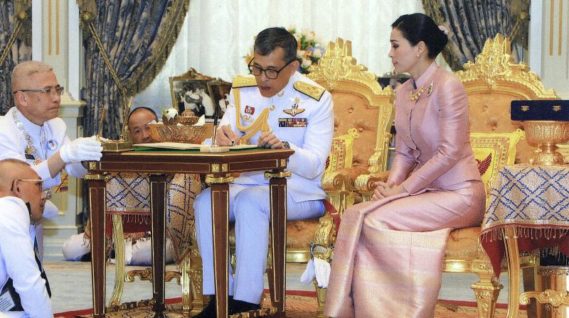 Thailand's King Maha Vajiralongkorn Bodindradebayavarangkun, with Queen Suthida Vajiralongkorn Na Ayudhya at Ampornsan Throne Hall in Bangkok. (Photo: AP) Thailand's King Maha Vajiralongkorn Bodindradebayavarangkun, with Queen Suthida Vajiralongkorn Na Ayudhya at Ampornsan Throne Hall in Bangkok. (Photo: AP)