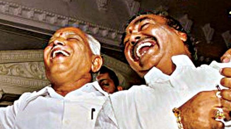BJP state president B.S. Yeddyurappa with well known backward class leader of the party, K.S. Eshwarappa BJP state president B.S. Yeddyurappa with well known backward class leader of the party, K.S. Eshwarappa