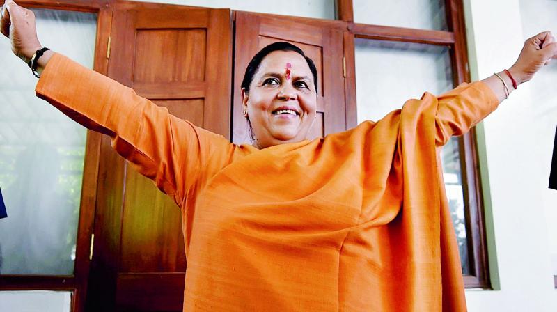 Uma Bharti in New Delhi on Wednesday. (Photo: PTI) Uma Bharti in New Delhi on Wednesday. (Photo: PTI)