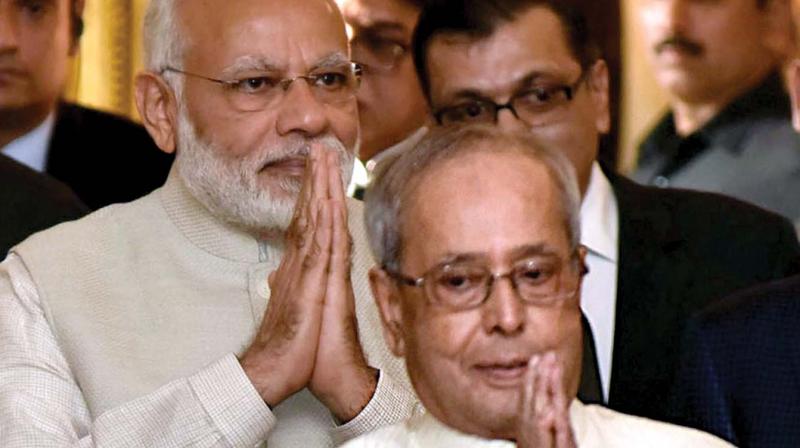 Prime Minister Narendra Modi in the letter to former President Pranab Mukherjee said, "Rashtrapati Ji, it has been an honour to work with you, as your Prime Minister." (Photo: File) Prime Minister Narendra Modi in the letter to former President Pranab Mukherjee said, "Rashtrapati Ji, it has been an honour to work with you, as your Prime Minister." (Photo: File)