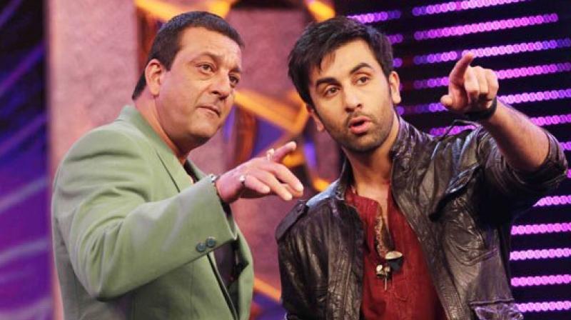 Ranbir Kapoor with Sanjay Dutt. Ranbir Kapoor with Sanjay Dutt.