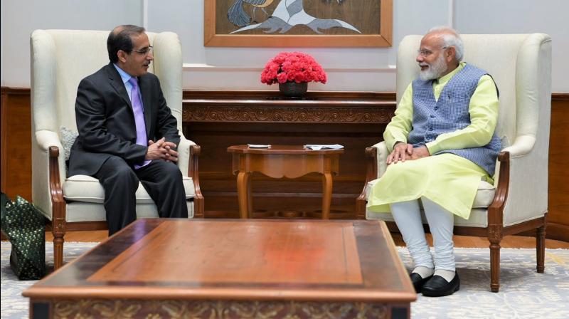 'Dr Saud Mohammed Al-Sati, Saudi Arabia's ambassador to India met PM,' the PMO said while tweeting a picture of the two. (Photo: Twitter) 'Dr Saud Mohammed Al-Sati, Saudi Arabia's ambassador to India met PM,' the PMO said while tweeting a picture of the two. (Photo: Twitter)