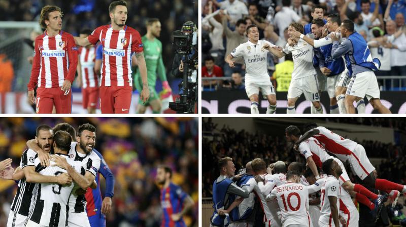 Real Madrid will host Atletico Madrid at the Santiago Bernabeu on May 2 and Monaco are home to Italian champions Juventus on May 3, with the second legs the following week. (Photo: AP) Real Madrid will host Atletico Madrid at the Santiago Bernabeu on May 2 and Monaco are home to Italian champions Juventus on May 3, with the second legs the following week. (Photo: AP)
