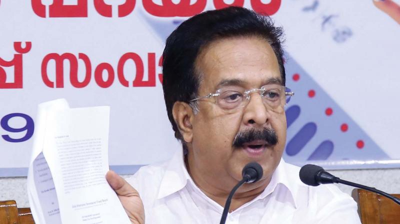 Opposition leader Remesh Chennithala during the meet the press programme at Thrissur press club on Friday Opposition leader Remesh Chennithala during the meet the press programme at Thrissur press club on Friday